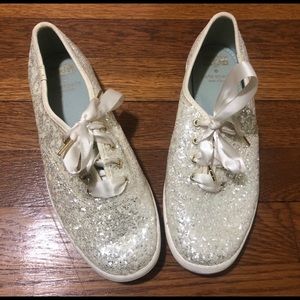 Kate Spade New York Keds Cream Glitter Sneakers 7